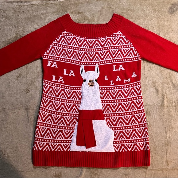 👚 Ugly - but cute - Christmas Sweater - Fa La La La Llama Large / F - Picture 7 of 14